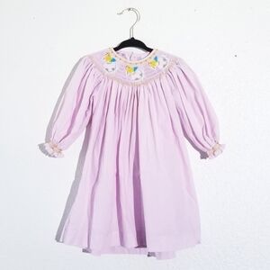 REMEMBER NGUYEN Smocked Dress Angel Embroidery Balloon Sleeves Pink 18m